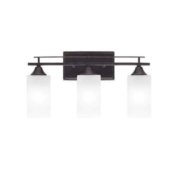 Unbranded Ontario 18.5 in. 3-Light Vanity Light Dark Granite Square White Marble Glass Shade