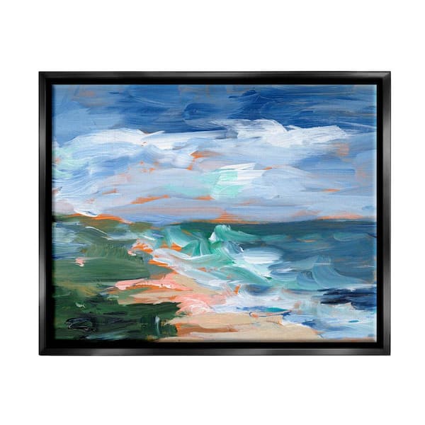 The Stupell Home Decor Collection Crashing Beach Waves Abstract Scene Design by Ethan Harper Floater Framed Nature Art Print 21 in. x 17 in.
