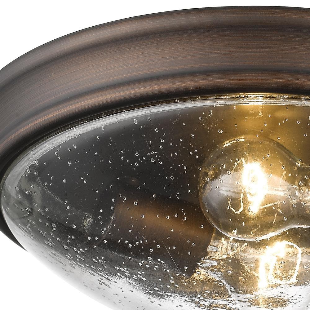 12" Rubbed Bronze Glass Bowl Flush Mount Ceiling Light