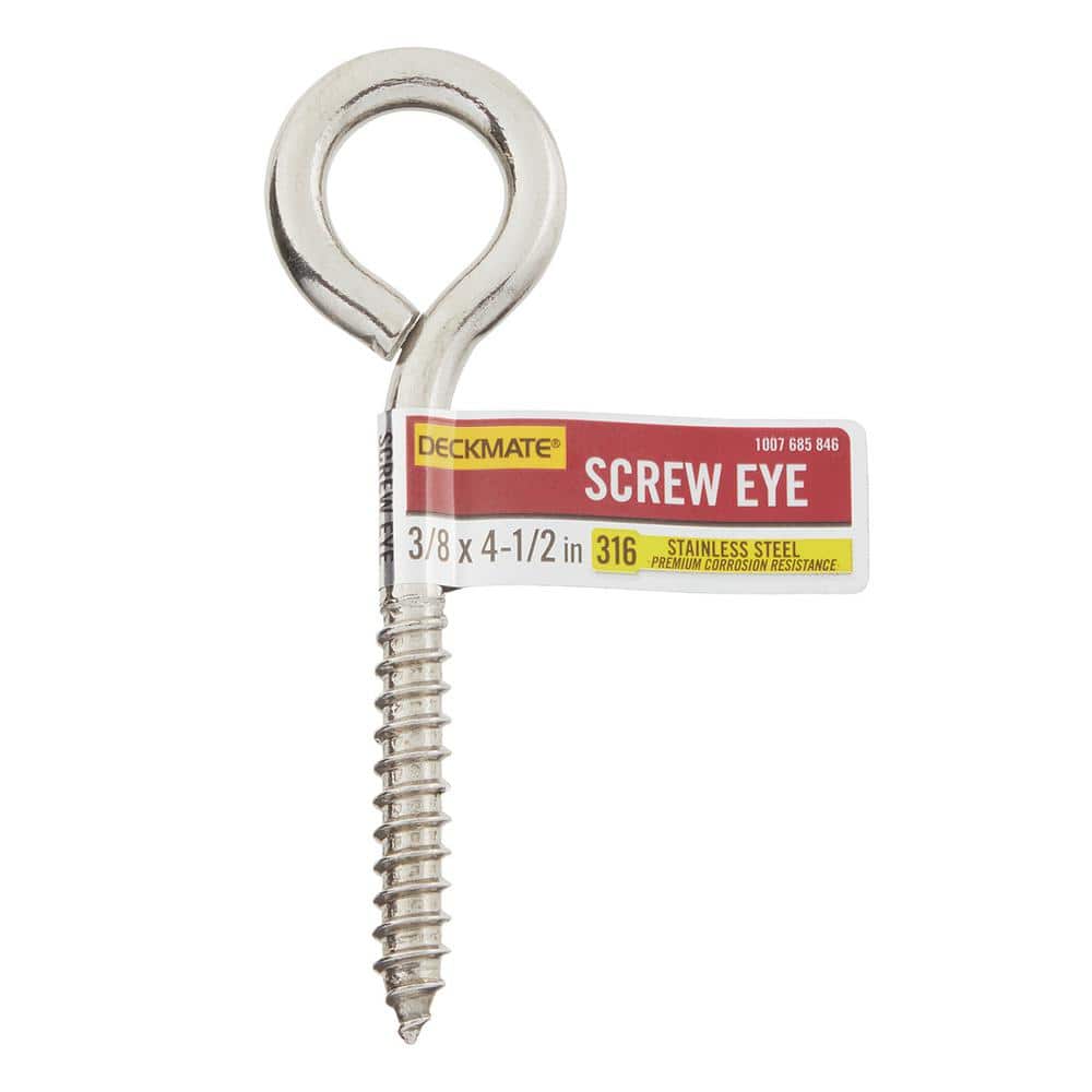 Deckmate Marine Grade Stainless Steel 3/8 X 4-1/2 in. Lag Thread Eye Bolt  867480 The Home Depot