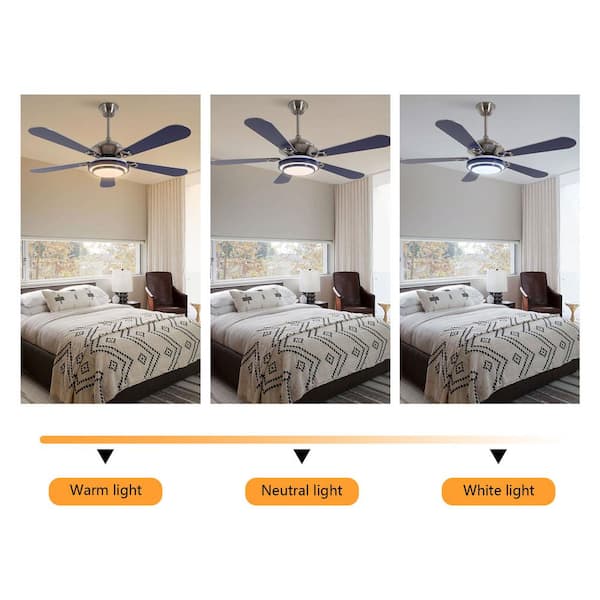 hi-ro♡ OUKANING 52 in. Indoor Blue and Silver Mute Ceiling Fan for