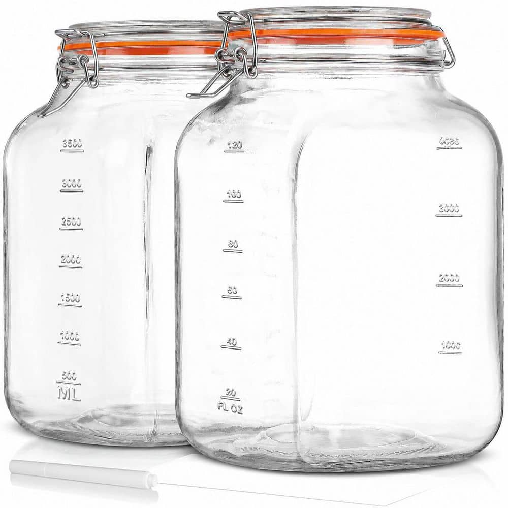 2 Pack Square Wide Mouth Airtight Glass Storage Jars with Lids, 1.1 Gallon Canning Jars with Measurement Marks price history on PriceWatchPro