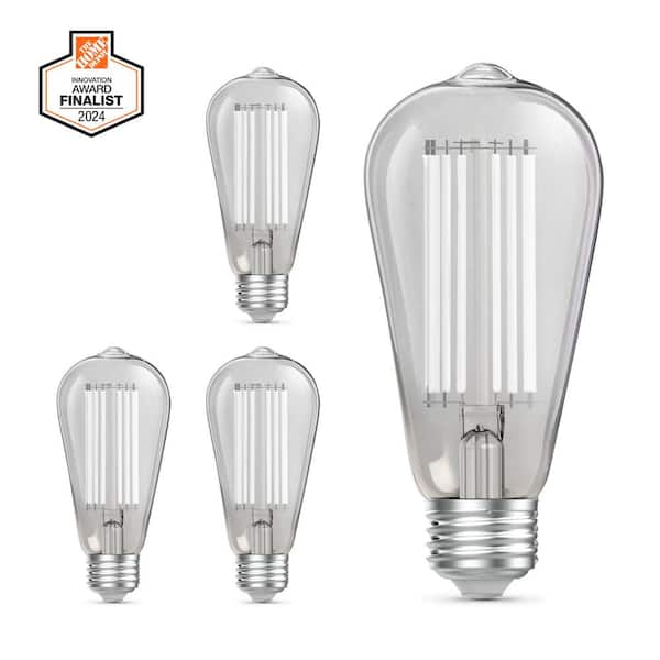 Feit Electric 60-Watt Equivalent ST19 Dimmable White Filament Clear Glass E26 Vintage Edison LED Light Bulb, Daylight 5000K (4-Pack)