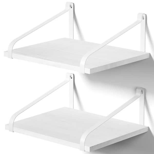 16.5-in. W x 12-in. D x 7-in. H White Ready-to-Assemble Floating Shelf(Set of 2)