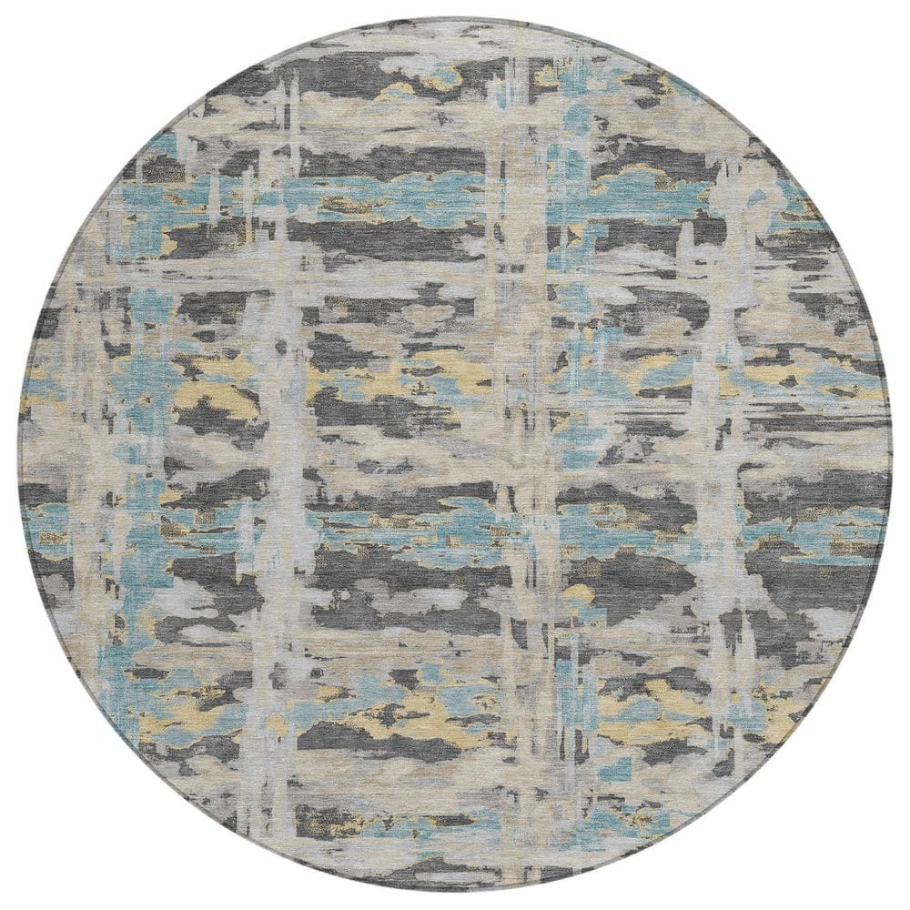 Chantille Machine Washable Indoor/Outdoor Abstract ACN2928 Gray 8 ft. x 8 ft. Round Rug price history on PriceWatchPro