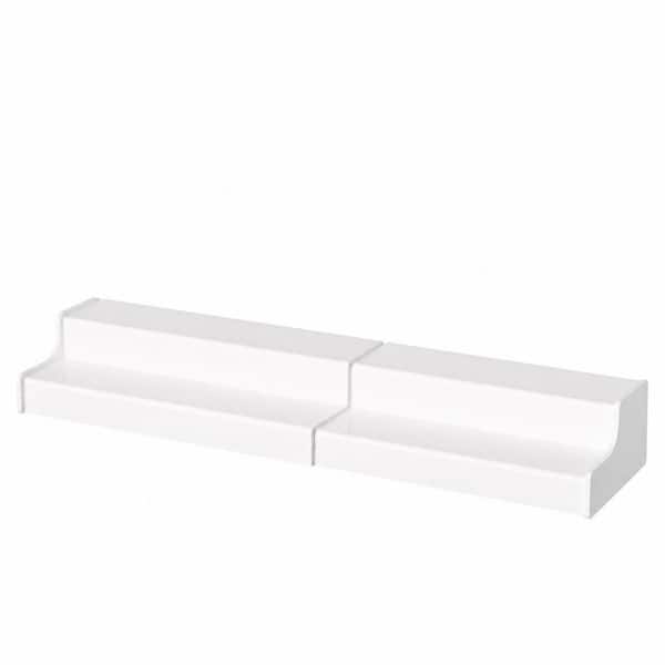 2 Shelf White Expandable Countertop Mount Acrylic Spice Rack Organizer for Kitchen or Bathroom, Moisture Resistant