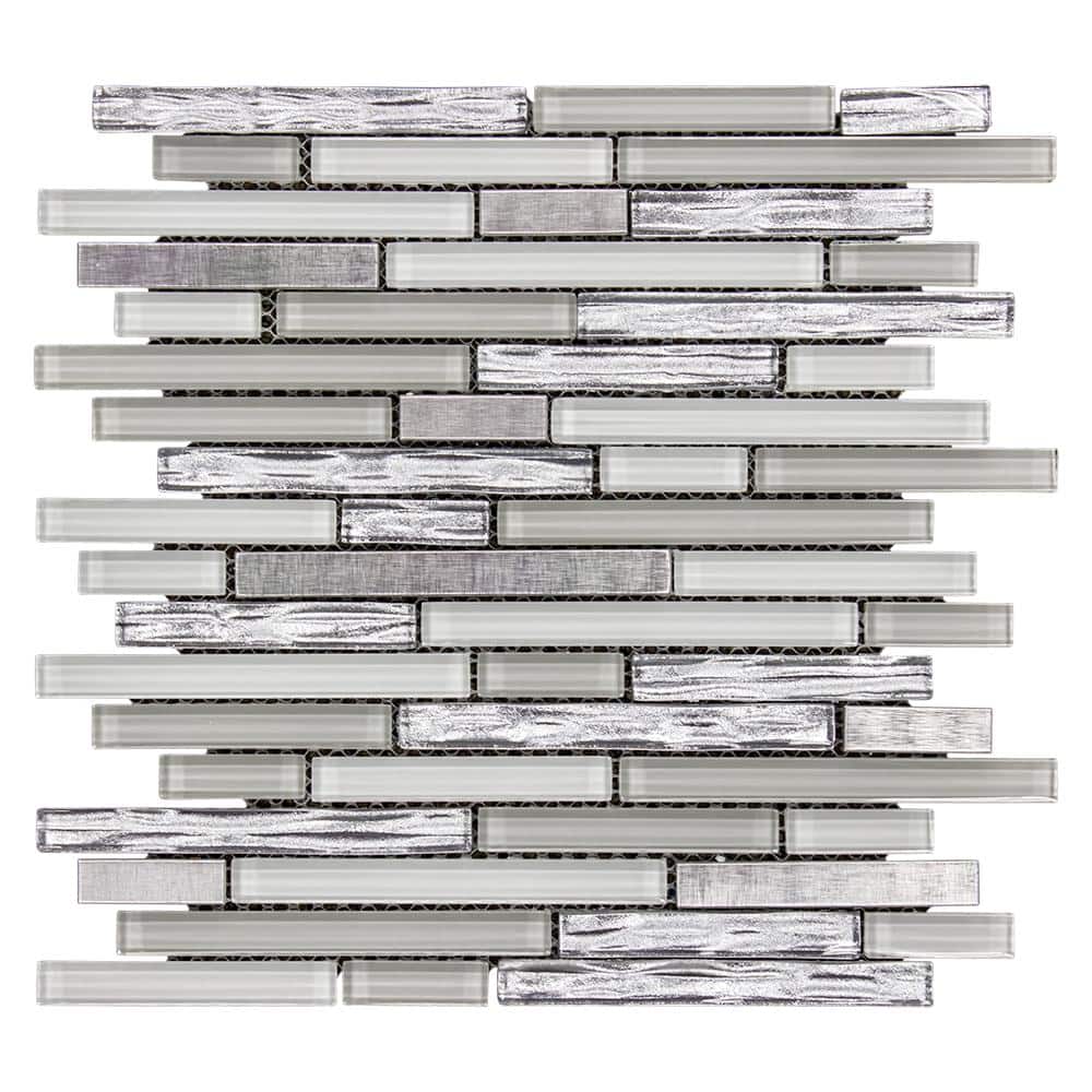Fresh Taffy Blue/Gray 11.5 in. x 11.875 in. Interlocking Gloss Glass/Metal Mosaic Tile (9.48 sq. ft./Case) price history on PriceWatchPro