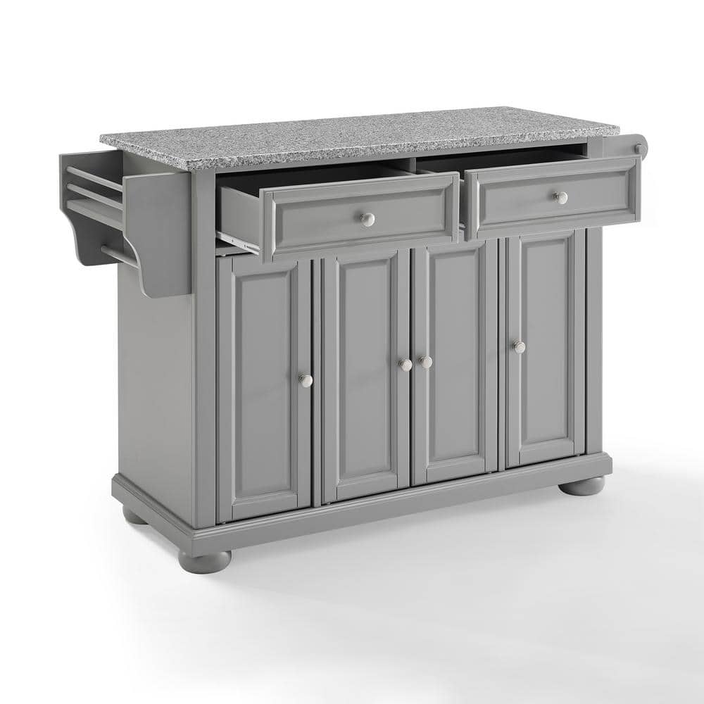 Alexandria Vintage Gray Granite Top Kitchen Island