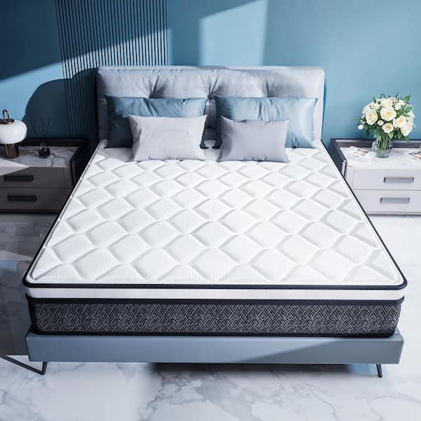 dubbin Queen Medium Firm Hybrid Knitted Fabric Cover Pocketed Spring 10 in. Bed-in-a-Box Mattress