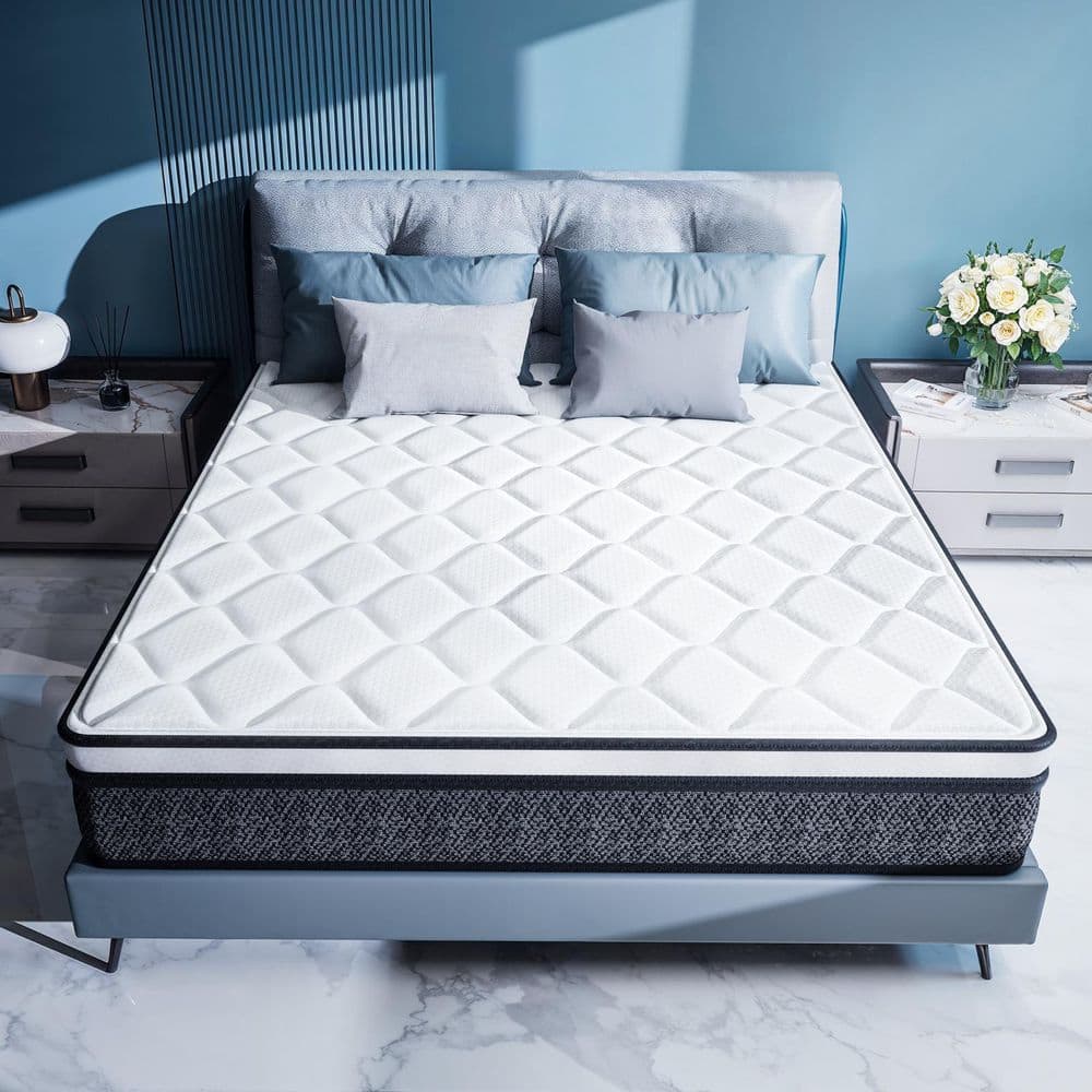 Queen Medium Firm Hubrid Knitted Fabric Cover Pocketed Spring 10 in. Bed-in