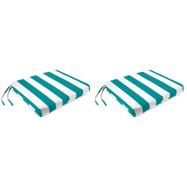 Jordan Manufacturing 19 in. L x 17 in. W x 2 in. T Outdoor Seat Cushion in Awning Turquoise (2-Pack)