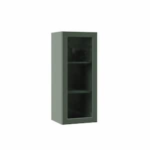 Designer Series Melvern 15 in. W x 12 in. D x 36 in. H Assembled Shaker Wall Kitchen Cabinet in Forest with Glass Door