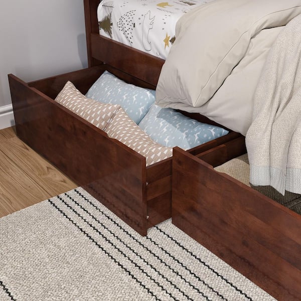 Urban Twin-Full Walnut Bed Drawers