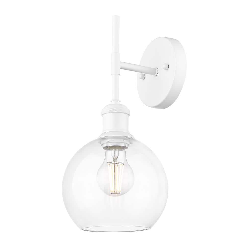 Axel Matte White and Clear Glass Globe Wall Sconce