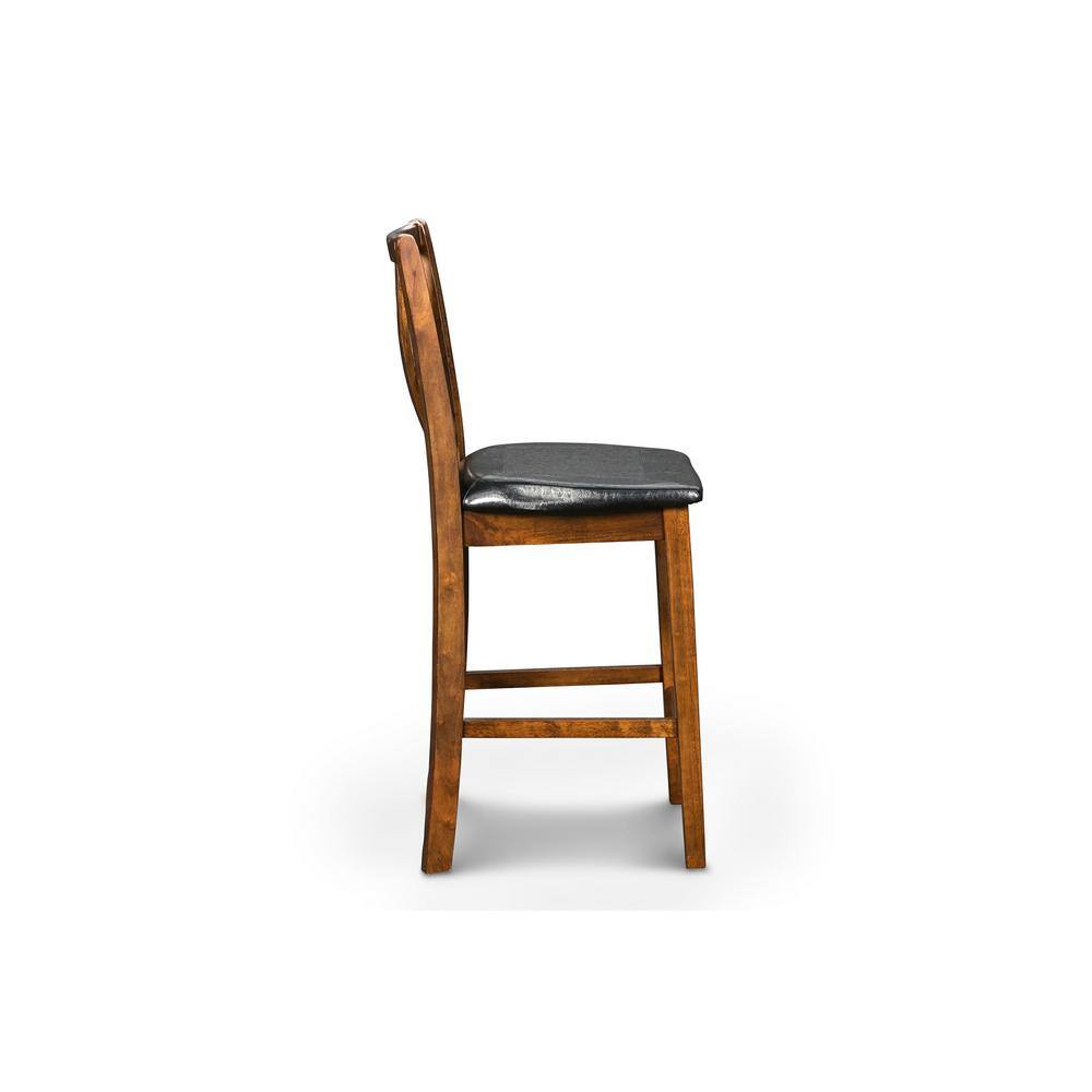 Dark Espresso Square Counter Dining Set with Faux Leather Seats