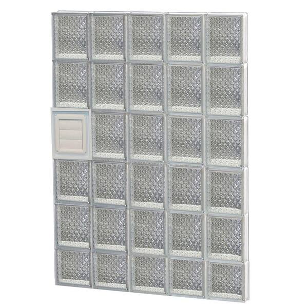 Clearly Secure 28.75 in. x 44.5 in. x 3.125 in. Frameless Diamond Pattern Glass Block Window with Dryer Vent