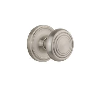 Classic Rosette 2-3/8 in. Backset Satin Nickel Passage Hall/Closet Deco Door Knob