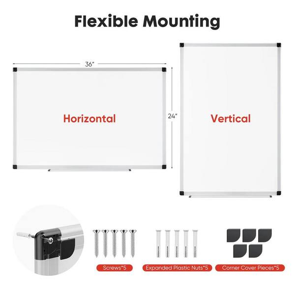 Afoxsos 36 in. x 24 in. White Metal Framed Magnetic Memo Board