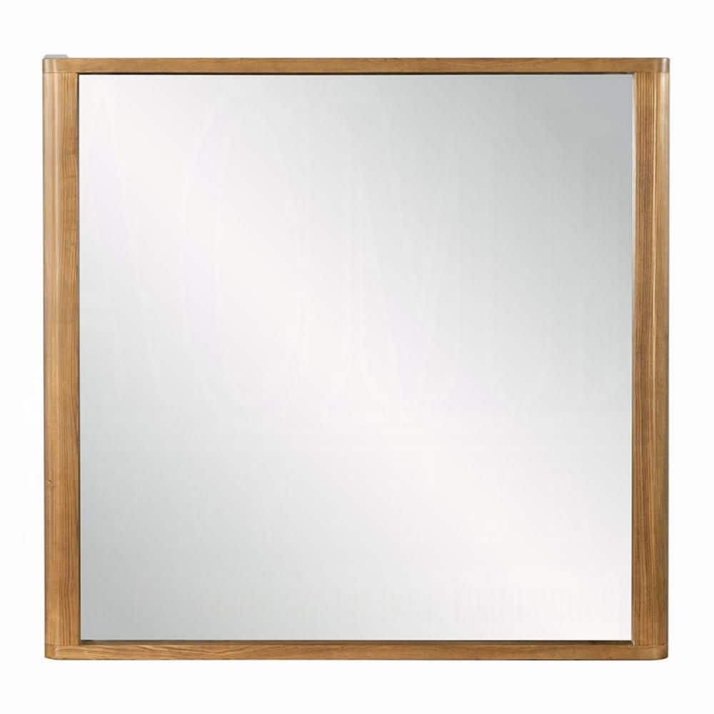 Sery Oak Brown 42 in. W x 40 in. H Modern Rectangle Wood Framed Dresser Mirror price history on PriceWatchPro