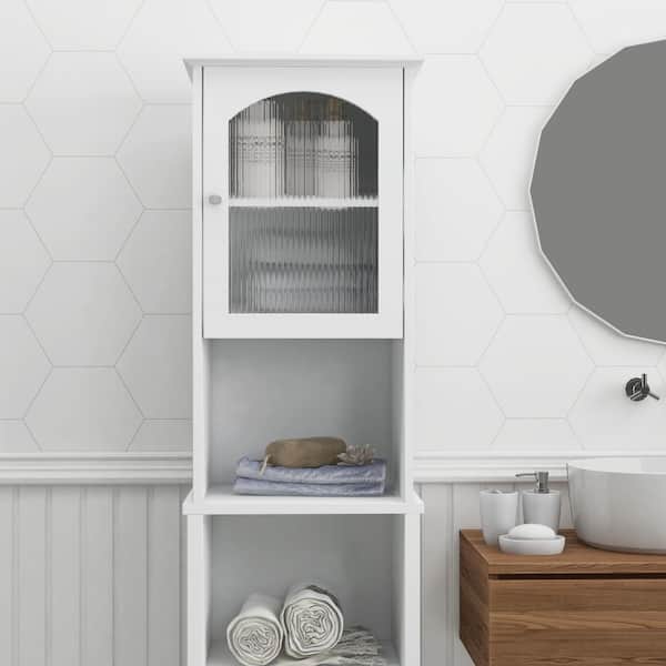Small Bathroom Storage Corner Floor Cabinet w/ Door & Shelf Towel Storage  Shelf
