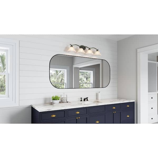 Hollyslope 35 in. 4-Light Oil Rubbed Bronze Bathroom Vanity Light Fixture with Marbleized Glass Shades