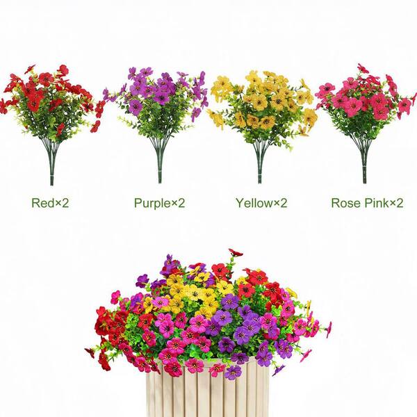 Afoxsos 2.00 in. Mix Red Purple Yellow Rose-red Artificial Outdoor