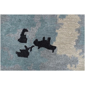 E1771 Blue 7 ft. 6 in. x 9 ft. 6 in. Hand Tufted Modern Wool and Viscose Area Rug