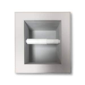 Recessed Toilet Paper Holder Primed Gray Solid Wood Tripoli with Bevel Frame
