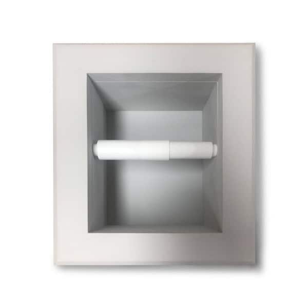 WG Wood Products Recessed Toilet Paper Holder Primed Gray Solid Wood Tripoli with Bevel Frame