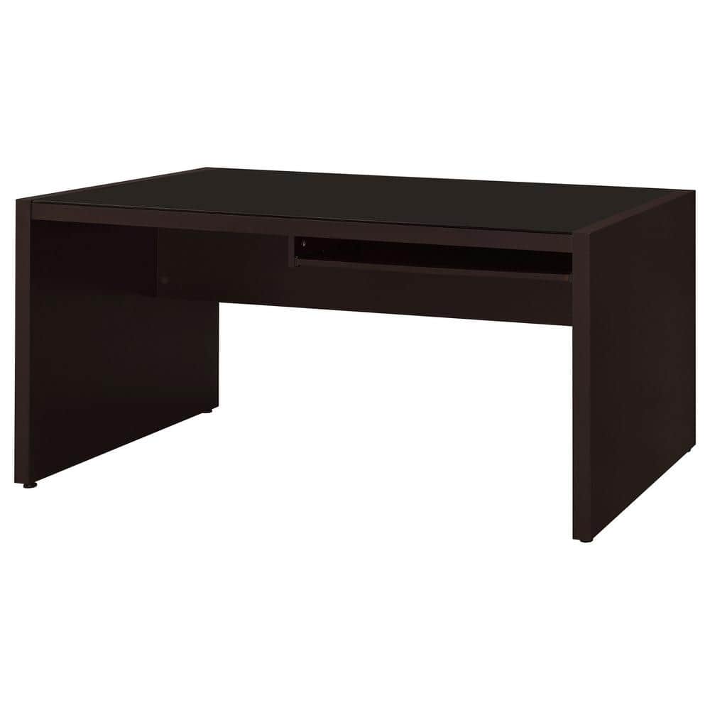 Black Wood Home Office Desk with Drawer and Keyboard Tray