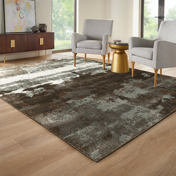 Brome Brown 9 ft. X 12 ft. 9 in. Abstract Polypropylene Area Rug