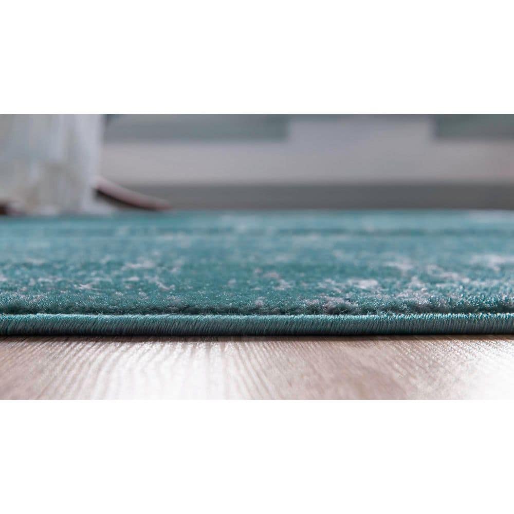 Turquoise Rectangular Stain-Resistant Polypropylene Area Rug 9' x 12'