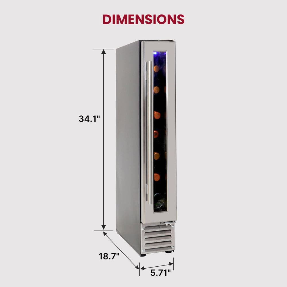 Slim Stainless Steel Built-In Wine Cooler with Interior Lighting