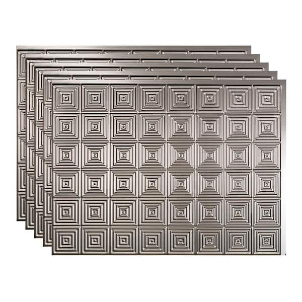 Fasade Miniquattro 1825 In X 2425 In Vinyl Backsplash Panel In Brushed Nickel 5 Pack 5519