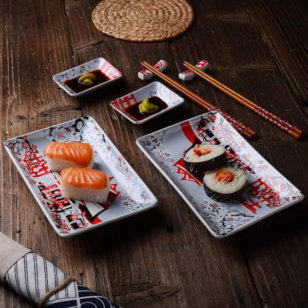 Tabletops Gallery 20 Piece Sushi Dinnerware Set, Service for 4, Red