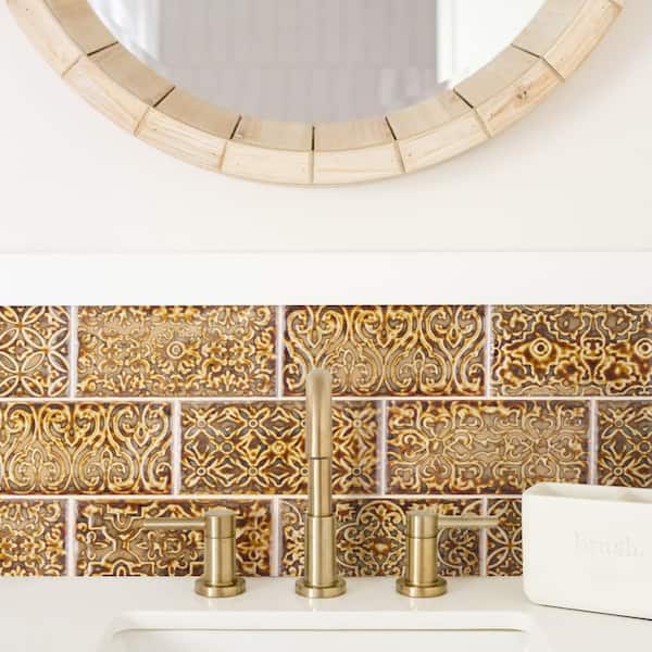 Zurbaran Cobre 4-1/2 in. x 8-7/8 in. Ceramic Wall Take Home Tile Sample