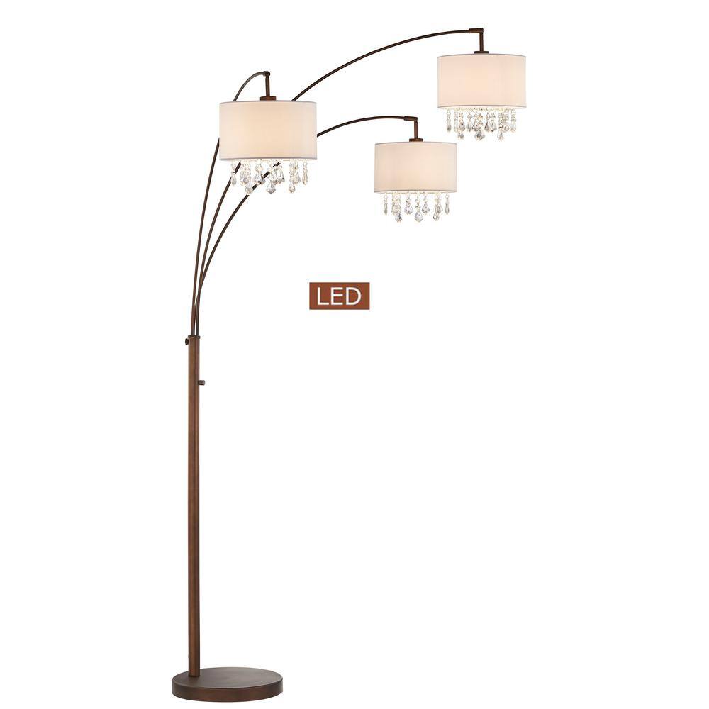 Lumiere Antique Bronze Adjustable Arc Floor Lamp with Crystal Shade