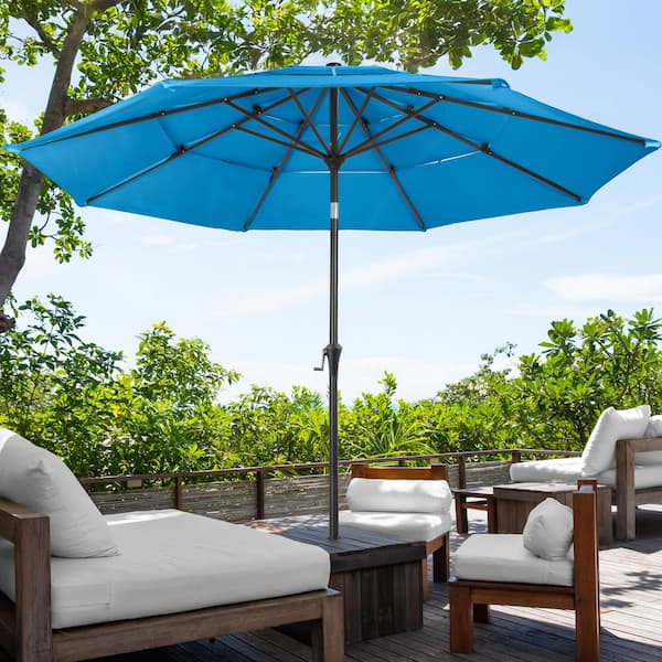 light blue patio umbrella 10 foot Patiowell 10ft Cantilever with Rotation & Tilt, 【Enjoy the Outdoors Without Fear of Sun and Rain】This outdoor sunshade umbrella is an excellent companion for your outdoor leisure Autlaycil 10 FT Patio Umbrella