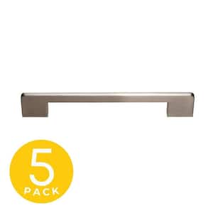 Slim Series 6-1/4 in. (160 mm) Center-to-Center Modern Satin Nickel Cabinet Handle/Pull (5-Pack)