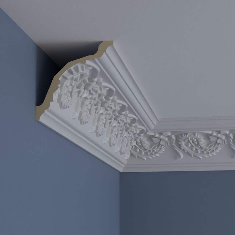Primed White Polyurethane Geometric Crown Moulding Sample