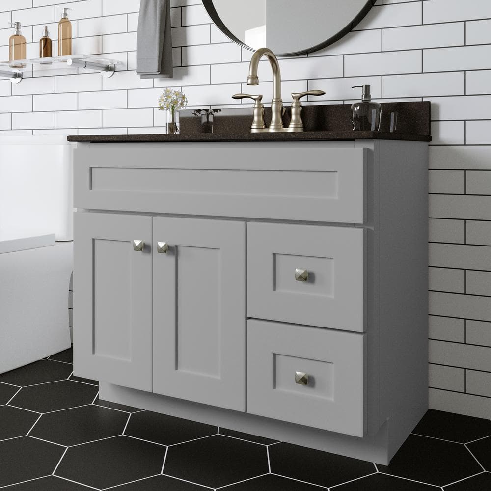Gray Shaker Style 36-Inch Solid Wood Bathroom Vanity