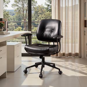 Allwex Skro PU Fabric Swivel Ergonomic Office Task Chair in Dark