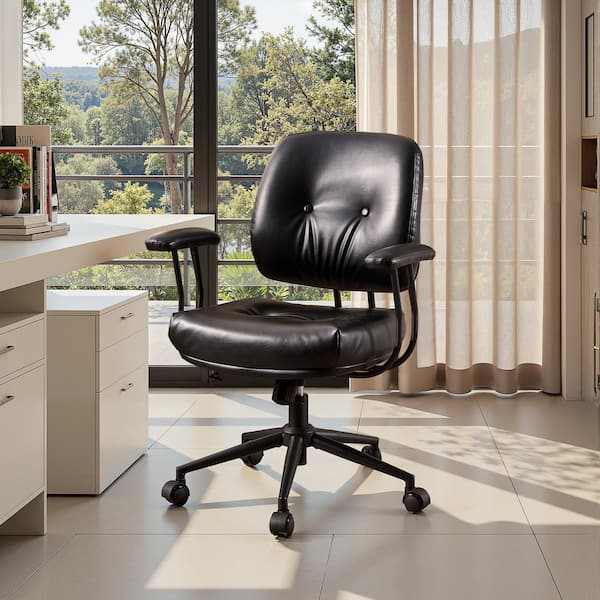 Allwex Kro PU Fabric Swivel Ergonomic Office Task Chair in Black