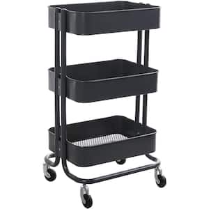 17.7 in. x 13.7 in. x 31.1 in. 3-Tier Metal Mobile Utility Cart in Gray