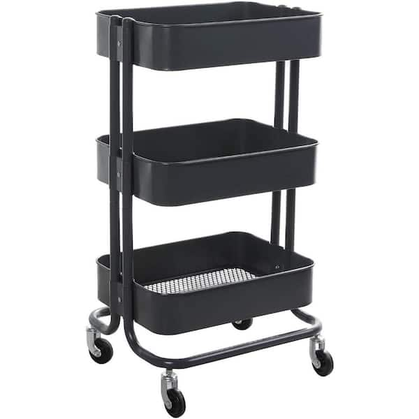 Rubbermaid 3 Shelf Utility Cart 37 34 H x 33 58 W x 18 58 D Black - Office  Depot