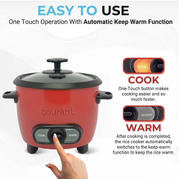 Courant 8-Cup (Cooked) Rice Cooker, Removable Non-Stick Bowl, One