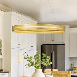 26 in. Modern and Contemporary Integrated LED Ring Chandelier in Antique Gold Finish