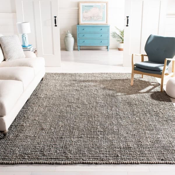 Natural Fiber Light Gray 9 ft. x 12 ft. Woven Crosstitch Area Rug