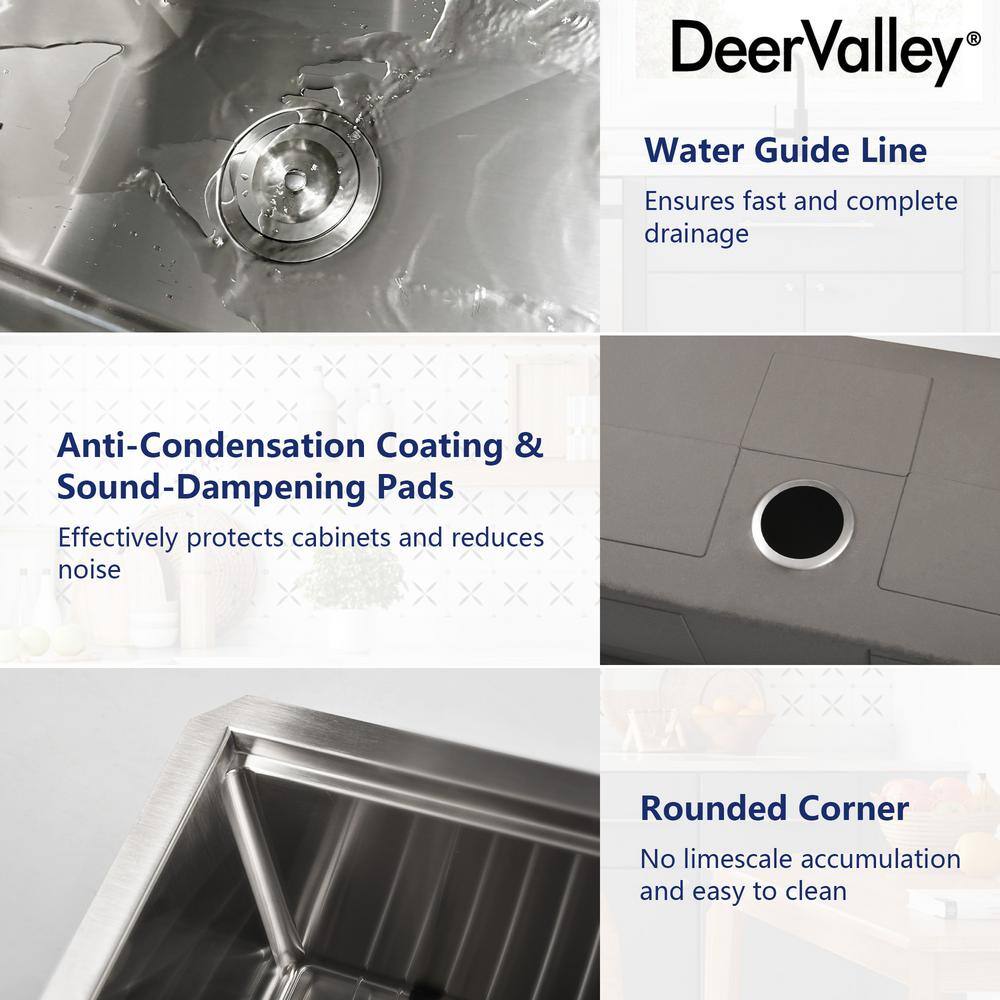 DeerValley 33'' Stainless Steel Double Bowl Undermount Kitchen Sink