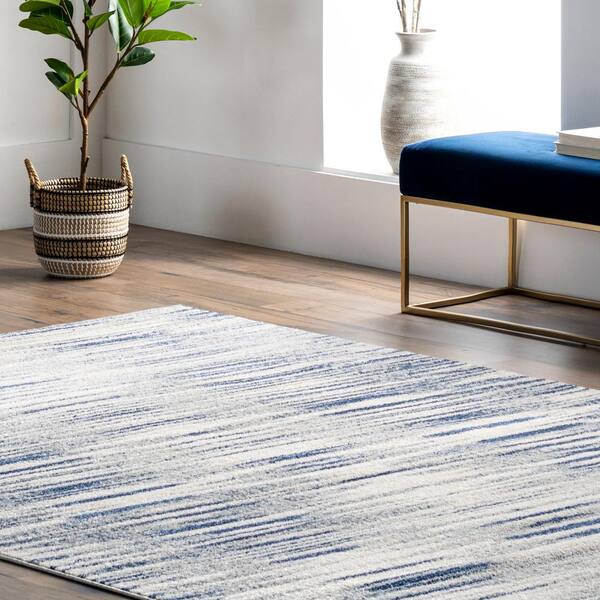 Jute Border Rug in Coastal Blue, 9' x 12' | Serena & Lily